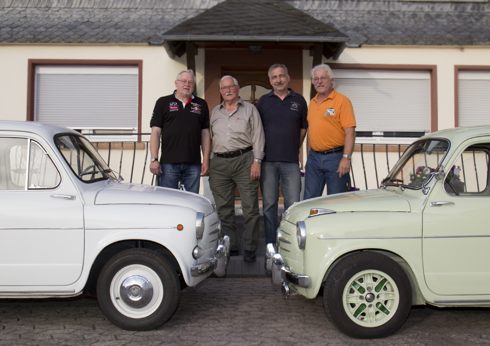 Der neue Vorstand der Fiat 600 Freunde: Rolf Stemmle, Manfred Klingelhöfer, Jörg Sporkert und Hermann Herfurtner.